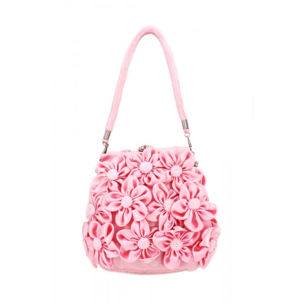 Evening Bag -  Rosettes - Pink - BG-02027PK